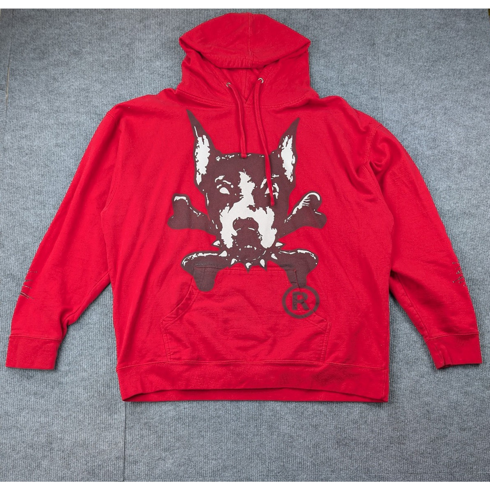 Dog Years Hoodie Mens XXL Skate Zillakami Graphic Sweatshirt Red Y2K Punk Jesse